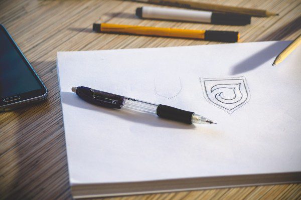 desk workspace pencil paper logo sketch work