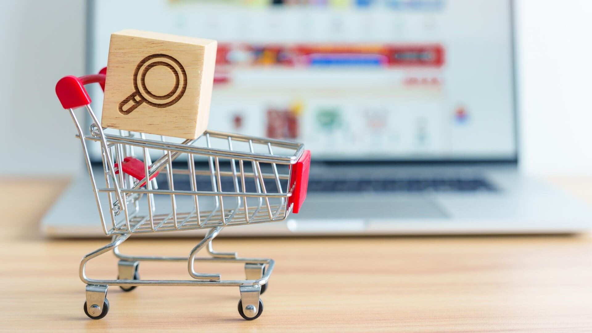 shopping cart with magnifying icon block and lapto 2022 12 29 04 14 50 utc