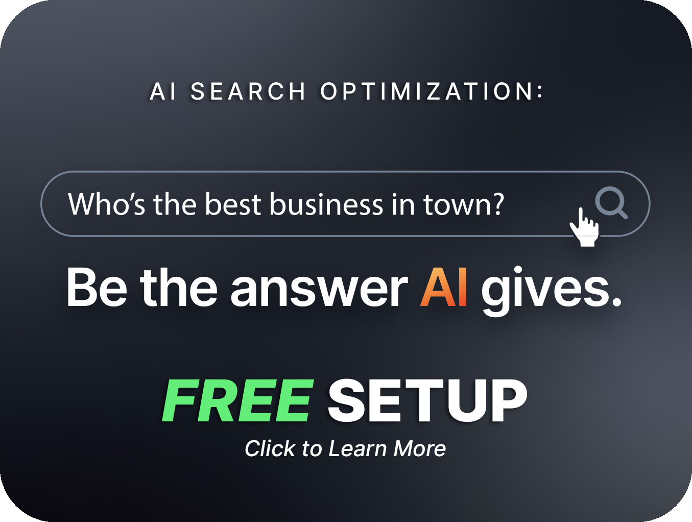 AI Search Optimization promotion offering free setup from Horton Group