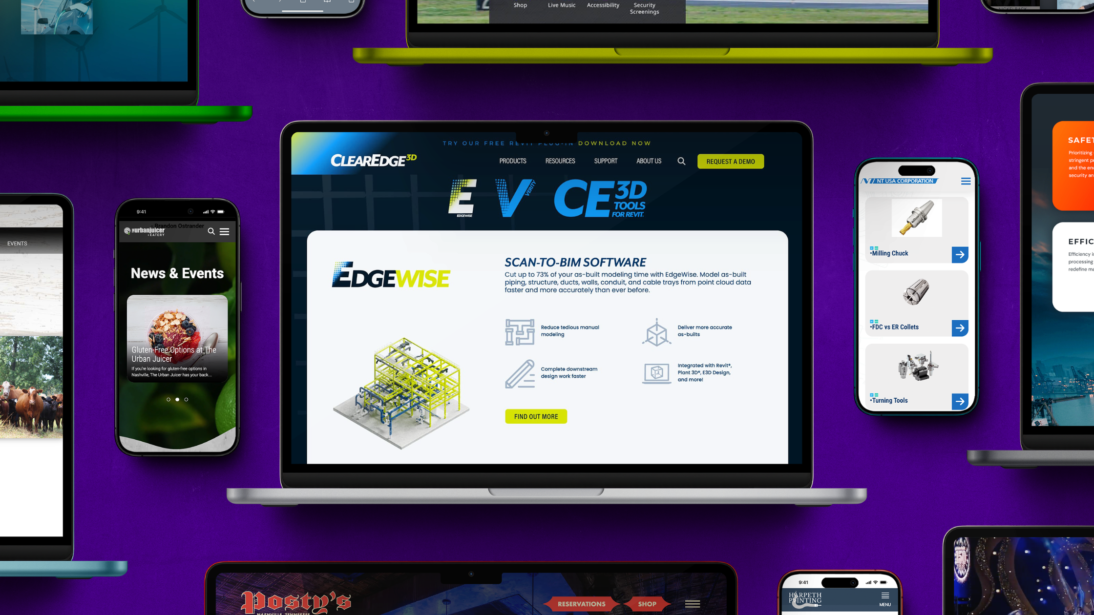 Modern website design displayed across desktop and mobile devices highlighting user experience and performance