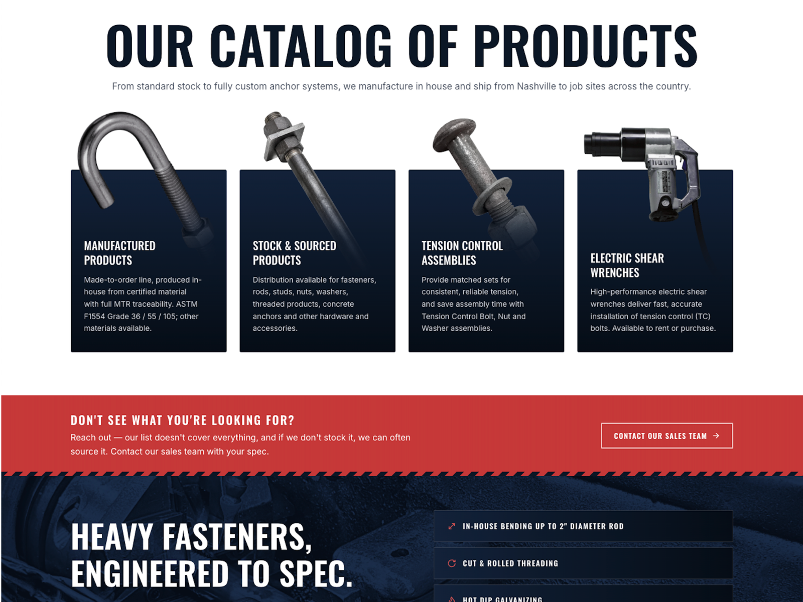 Structural Bolt & Manufacturing website after SmartWeb redesign